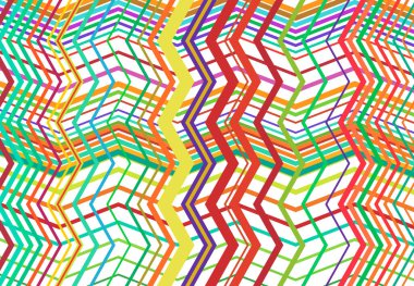 Canlı, canlı zig-zag, çapraz çapraz, tırtıklı, buruşuk açılı ızgara örgü, kafes ya da ızgara rastgele açılı hatlar. Soyut geometrik renkli, çok renkli arkaplan, doku ve desen