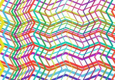 Canlı, canlı zig-zag, çapraz çapraz, tırtıklı, buruşuk açılı ızgara örgü, kafes ya da ızgara rastgele açılı hatlar. Soyut geometrik renkli, çok renkli arkaplan, doku ve desen
