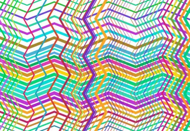 Canlı, canlı zig-zag, çapraz çapraz, tırtıklı, buruşuk açılı ızgara örgü, kafes ya da ızgara rastgele açılı hatlar. Soyut geometrik renkli, çok renkli arkaplan, doku ve desen