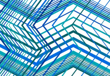 Zig-zag, çapraz çapraz, tırtıklı, buruşuk açılı ızgara, örgü, kafes ya da ızgara, rastgele açılı çizgiler. Soyut geometrik renkli BLUE arkaplan, doku ve desen