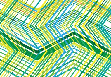 Zig-zag, çapraz çapraz, tırtıklı, buruşuk açılı ızgara, örgü, kafes ya da ızgara, rastgele açılı çizgiler. Soyut geometrik renkli yeşil arkaplan, doku ve desen
