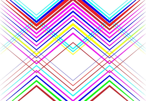 Гофрированные Складчатые Волнистые Зигзагообразные Пересекающиеся Линии Абстрактные Геометрические Красочные Многоцветные — стоковый вектор