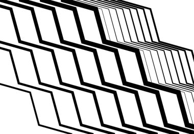 Zig-zag, çapraz, dalgalı, dalgalı ve tırtıklı çizgiler, çizgili tasarım öğesi. Çapraz, eğimli, eğimli ve eğimli şeritler, çizgiler, siyah ve beyaz, tek renkli geometrik zemin, doku ve desen