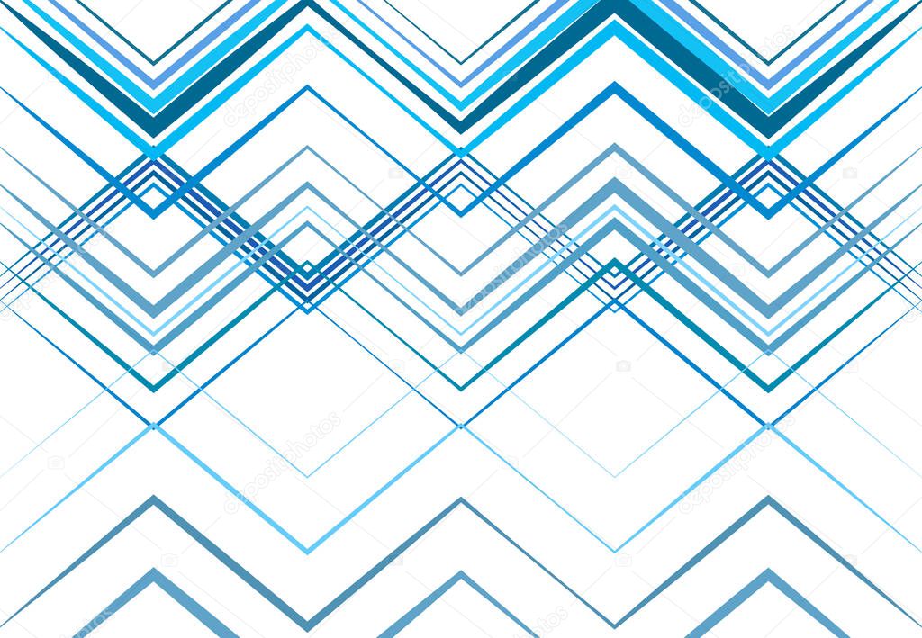 Corrugated, wrinkled, wavy, zig-zag, criss-cross lines abstract colorful BLUE geometric pattern, background, texture or backdrop