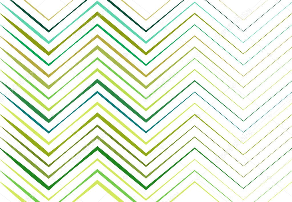 Corrugated, wrinkled, wavy, zig-zag, criss-cross lines abstract colorful GREEN geometric pattern, background, texture or backdrop