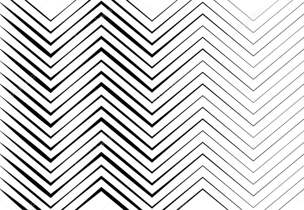 Corrugated, wavy, zig-zag, criss-cross lines abstract geometric black and white, grayscale, monochrome pattern, background, texture or backdrop