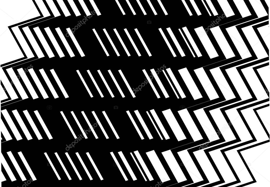 Zig-zag,criss-cross,wavy,waving and serrated,jagged lines,stripes design element. Diagonal,oblique,skew and tilt strips,streaks, black and white, monochrome geometric background, texture and pattern