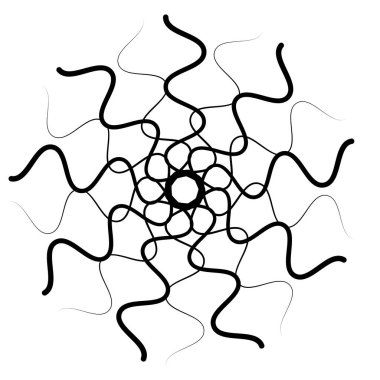 Geometrik Soyut Radyasyon Grafiği. Dairesel voltaj, sarmal. Soyut geometrik spiral, girdap ve dönüş. Stock vektör illüstrasyonu, Clip sanat grafikleri.