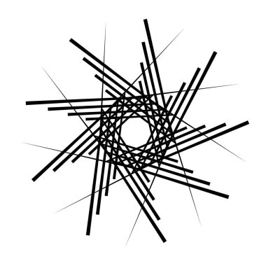 Geometrik Soyut Radyasyon Grafiği. Dairesel voltaj, sarmal. Soyut geometrik spiral, girdap ve dönüş. Stock vektör illüstrasyonu, Clip sanat grafikleri.