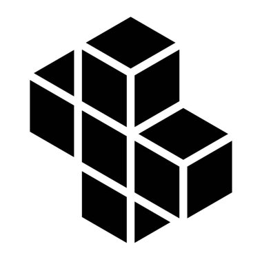 3D Küp, Kare simgesi, sembol ve logo (Seriler) Stok vektör çizimi, Clip sanat grafikleri.