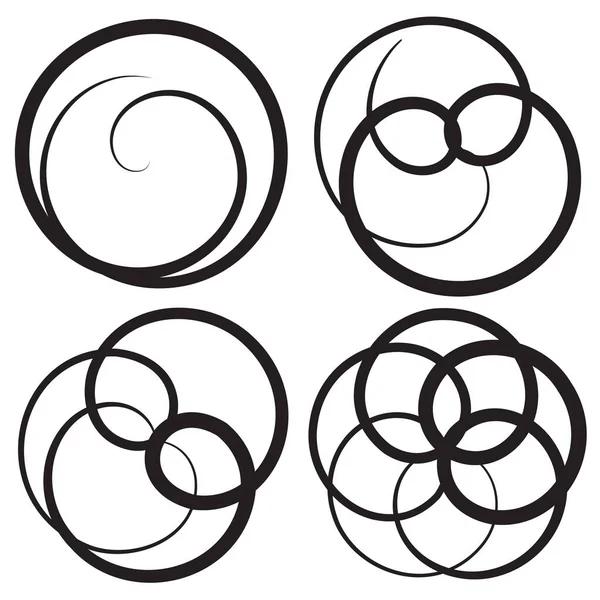 Volute Helix Spiralsymbol Symbolmotiv Kreisförmige Radiale Linienverschnörkelung Verschnörkelte Binde Rankengestaltungselement — Stockvektor