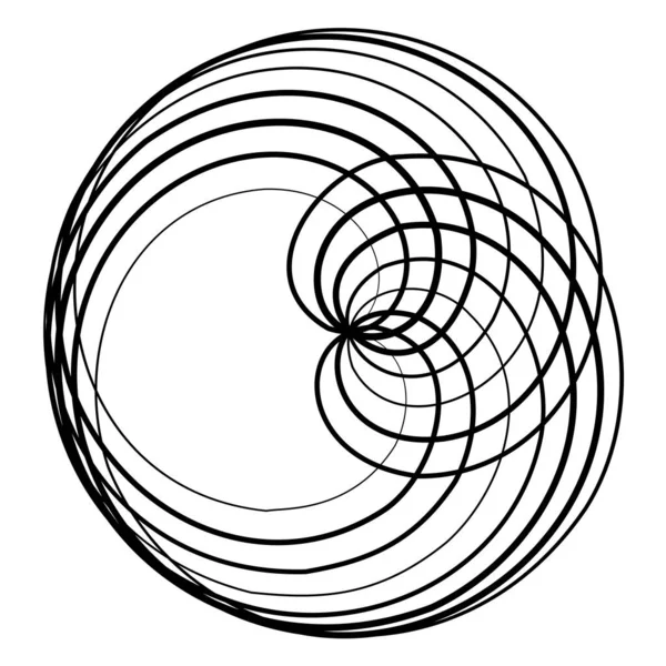 Voluta Hélice Símbolo Espiral Motivo Ícone Circular Linha Radial Squiggle —  Vetores de Stock