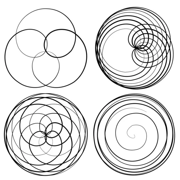 Volute Helped Spiral Symbol Icon Motif Круглая Радиальная Линия Squiggle — стоковый вектор