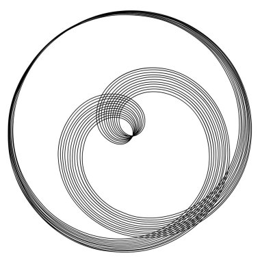 Volt, sarmal, spiral sembol, ikon motifi. Dairesel, dairesel çizgi kıvrımlı, eğri büğrü büğrü büğrü, filizli tasarım elemanı. Doodle, serbest biçim çizgisi Stock vektör çizimi, Clip-art grafikleri.