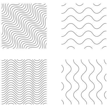 Dalgalı, dalgalı, dalga çizgileri, çizgili arka plan vektör tasarım elemanı Stok vektör çizimi, Clip-art grafikleri.