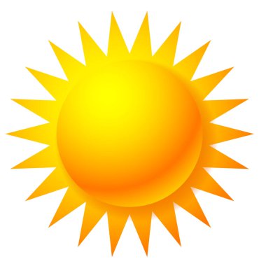 Güneş klipsli sanat. Güneş grafikleri, logo, sembol veya simge vektörü vektör illüstrasyonu, Clip sanat grafikleri.