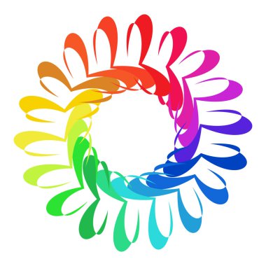 Dairesel, dairesel, yayılan Rosette, mandala, motif. Renkli soyut şekil Stok vektör illüstrasyonu, Clip sanat grafikleri.