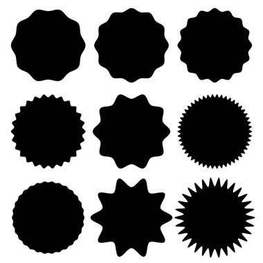 Rozet, madalya Yıldız patlaması, Güneş patlaması vektör ikonu. Yuvarlak, yuvarlak pankart, Yapıştırıcı veya Vignette şekli - Kraliyet serbest hisse senedi vektör çizimi, klip- sanat