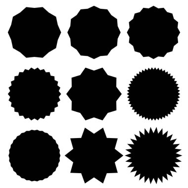Rozet, madalya Yıldız patlaması, Güneş patlaması vektör ikonu. Yuvarlak, yuvarlak pankart, Yapıştırıcı veya Vignette şekli - Kraliyet serbest hisse senedi vektör çizimi, klip- sanat