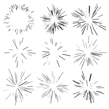 Rastgele radyal çizgiler, çizgi roman etkisi. Havai fişekler, ışıltılı illüstrasyon - Kraliyet serbest vektör illüstrasyonu, klip sanatı