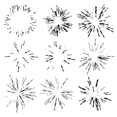 Rastgele radyal çizgiler, çizgi roman etkisi. Havai fişekler, ışıltılı illüstrasyon - Kraliyet serbest vektör illüstrasyonu, klip sanatı