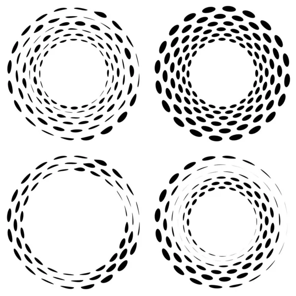 几何圆螺旋形 涡旋和涡旋 螺旋桨 体积形状的鱼群矢量图解 剪贴画 — 图库矢量图片