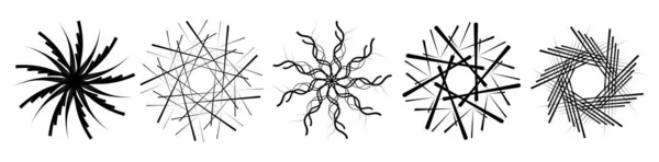 幾何学的放射ベクトル設計要素セット 抽象的な円形 曼荼羅を放射状にしたもの — ストックベクタ