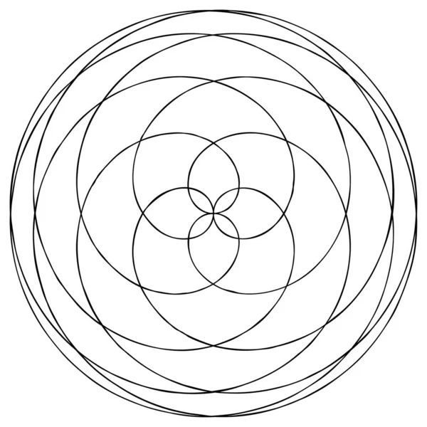 Volute Helix Spiralsymbol Symbolmotiv Kreisförmige Radiale Linienverschnörkelung Verschnörkelte Binde Rankengestaltungselement — Stockvektor