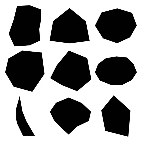 Края Геометрический Камень Галечные Формы Простые Основные Угловые Угловатые Силуэты — стоковый вектор