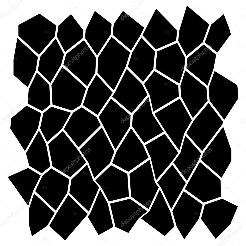 Tessellation, Random, Irregular Mosaic tiles, Stones, Stonework Pattern, Background - Stock vector illustration, clip-art graphics