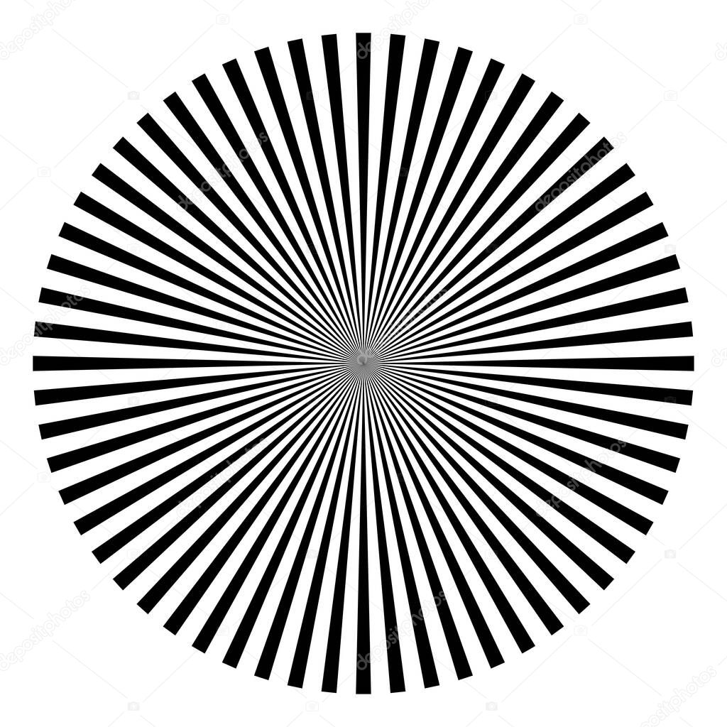 Radial, radiating stripes, lines. Converging lines square format design element  Stock vector illustration, Clip art graphics.