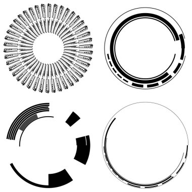 Geometrik HUD, sc-fi GUI, UI dairesel elementler. Geometrik çember vektörü