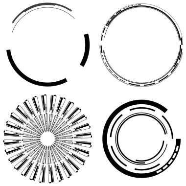 Geometrik HUD, sc-fi GUI, UI dairesel elementler. Geometrik çember vektörü