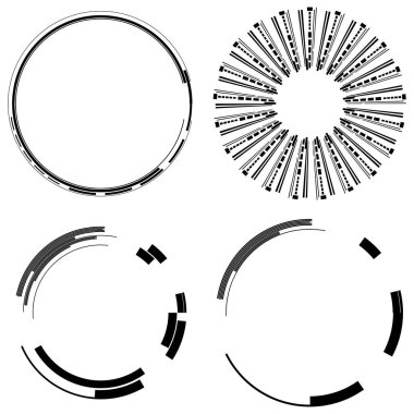 Geometrik HUD, sc-fi GUI, UI dairesel elementler. Geometrik çember vektörü