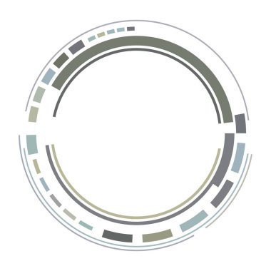 Geometrik HUD, sc-fi GUI, UI dairesel elementler. Geometrik çember vektörü