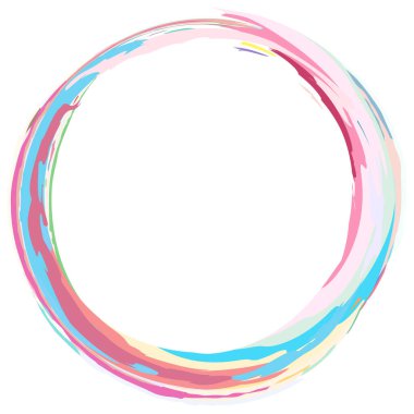 Pastel, parlak renkli fırçalı, yarım yamalak daireler. Grungy, grunge dairesel element Stock vektör çizimi, Clip sanat grafikleri.