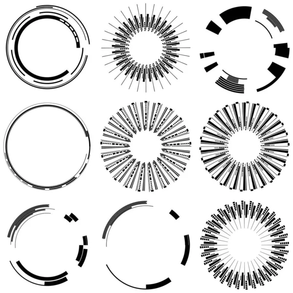 Hud Geométrico Gui Elementos Circulares Vector Círculo Geométrico — Vector de stock