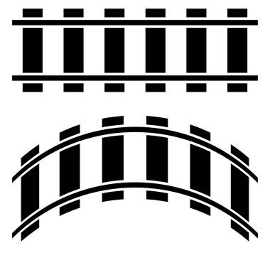 Demiryolu, tren yolu, demiryolu hattı, siluet vektörü. Tramvay, metro, metro yolu