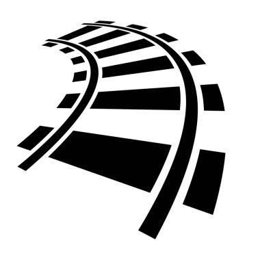 Demiryolu, tren yolu, demiryolu hattı, siluet vektörü. Tramvay, metro, metro yolu