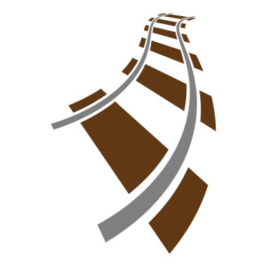 Demiryolu, tren yolu, demiryolu hattı, siluet vektörü. Tramvay, metro, metro yolu