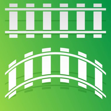 Demiryolu, tren yolu, demiryolu hattı, siluet vektörü. Tramvay, metro, metro yolu