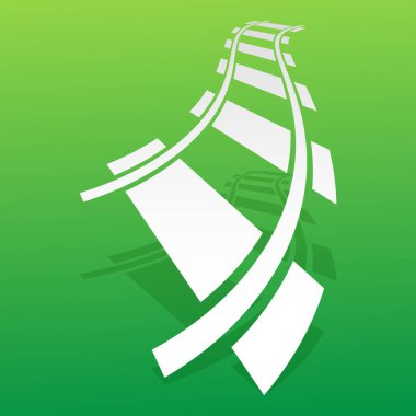 Demiryolu, tren yolu, demiryolu hattı, siluet vektörü. Tramvay, metro, metro yolu