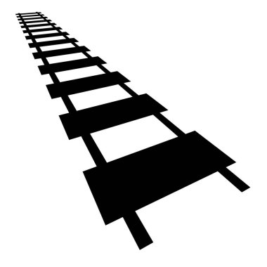 Demiryolu, tren yolu, demiryolu hattı, siluet vektörü. Tramvay, metro, metro yolu