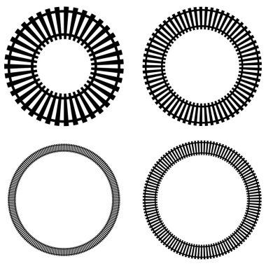 Demiryolu, tren yolu, demiryolu hattı, siluet vektörü. Tramvay, metro, metro yolu