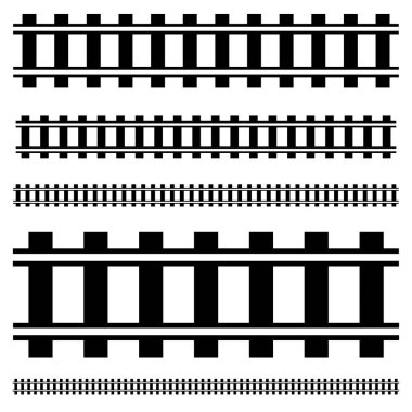Demiryolu, tren yolu, demiryolu hattı, siluet vektörü. Tramvay, metro, metro yolu