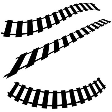 Demiryolu, tren yolu, demiryolu hattı, siluet vektörü. Tramvay, metro, metro yolu