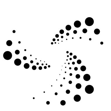 Noktalar, noktalı dairesel spiral. Döndür, daireler çiz. Noktalama, noktacı tasarım. Benekler, benekler vektör illüstrasyonu