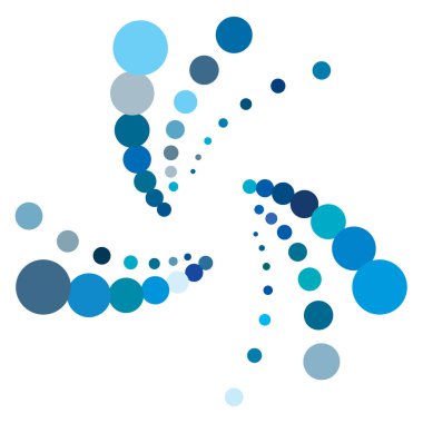 Noktalar, noktalı dairesel spiral. Döndür, daireler çiz. Noktalama, noktacı tasarım. Benekler, benekler vektör illüstrasyonu