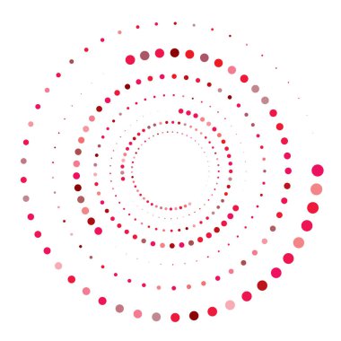 Noktalar, noktalı dairesel spiral. Döndür, daireler çiz. Noktalama, noktacı tasarım. Benekler, benekler vektör illüstrasyonu