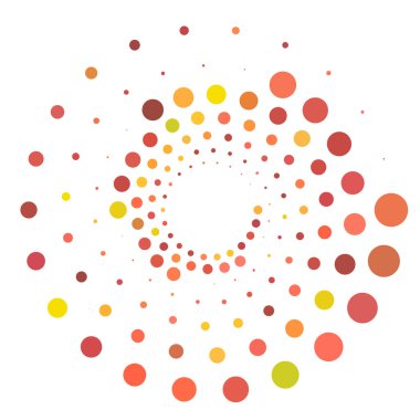 Noktalar, noktalı dairesel spiral. Döndür, daireler çiz. Noktalama, noktacı tasarım. Benekler, benekler vektör illüstrasyonu